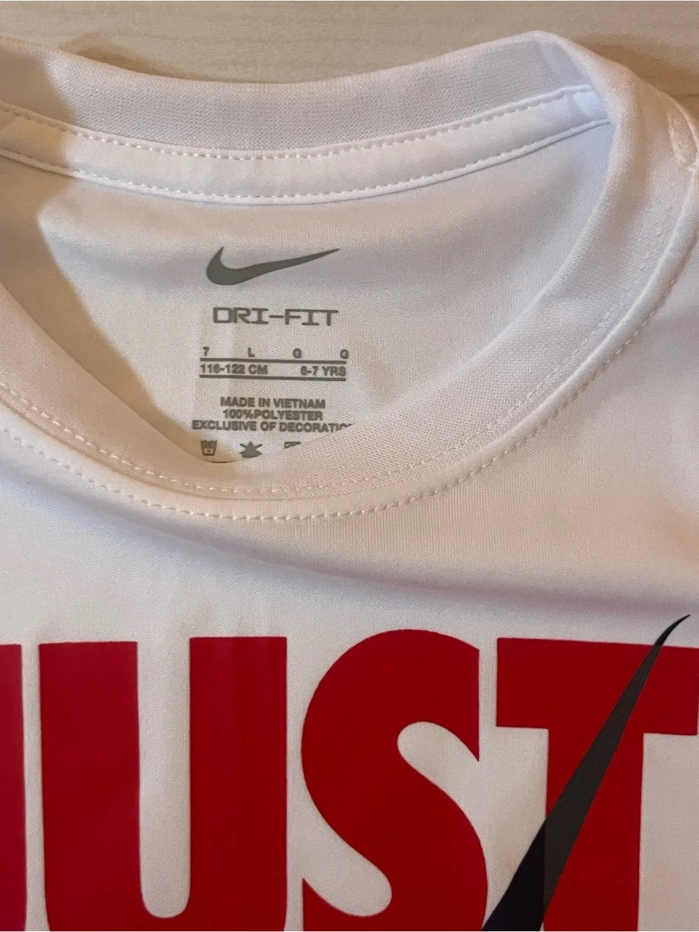 Nike White Tee and Black Shorts Set with Red Graphic
